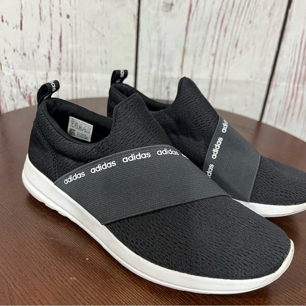 Adidas cloud foam mesh WoMen's Black Slip-On Shoes light weight & comfy 7  GUC